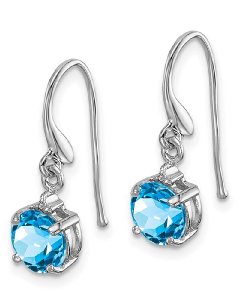 Sterling Silver Round Blue Topaz and Diamond Earrings 6mm