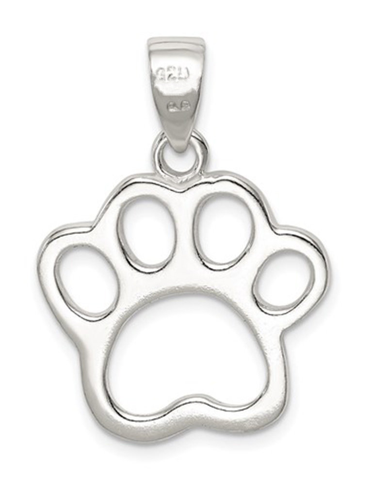 Sterling Silver Paw Print Pendant 19mm