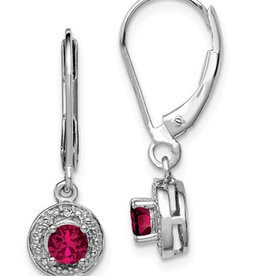 Round Created Ruby Earrings