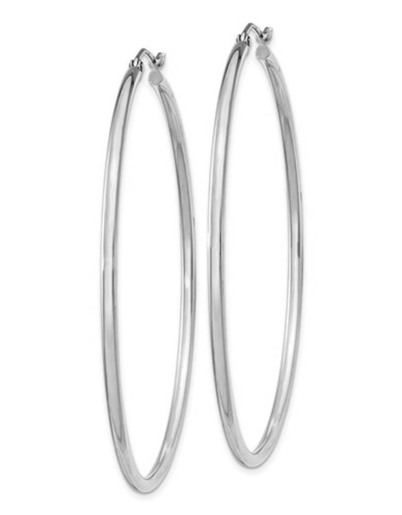 Sterling Silver 2mm Wide Hoop Earrings 55mm