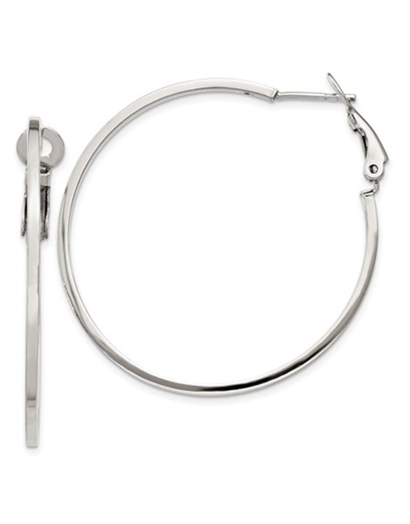 Sterling Silver 40mm Omega Clip Hoop Earrings