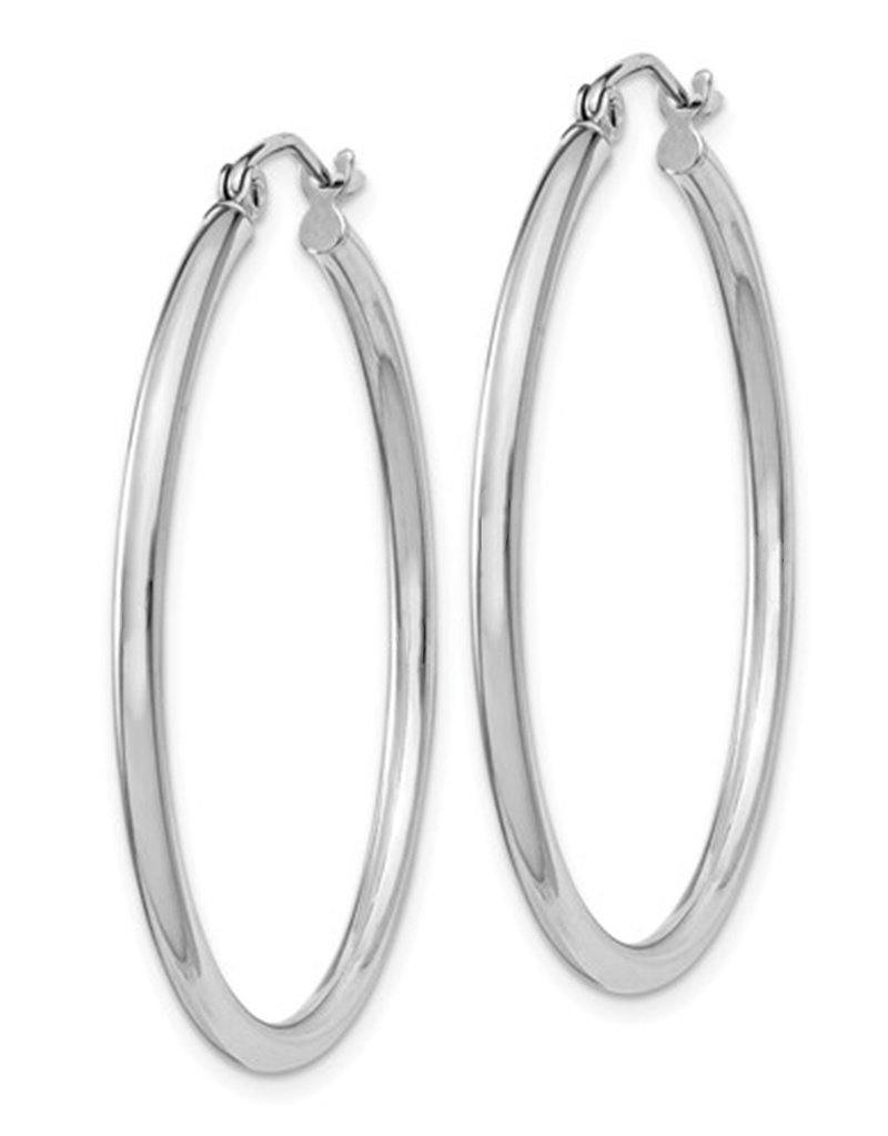 Sterling Silver 2mm Wide Hoop Earrings 35mm