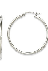 Sterling Silver 2mm Wide Hoop Earrings 35mm