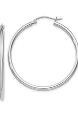 Sterling Silver 2mm Wide Hoop Earrings 35mm