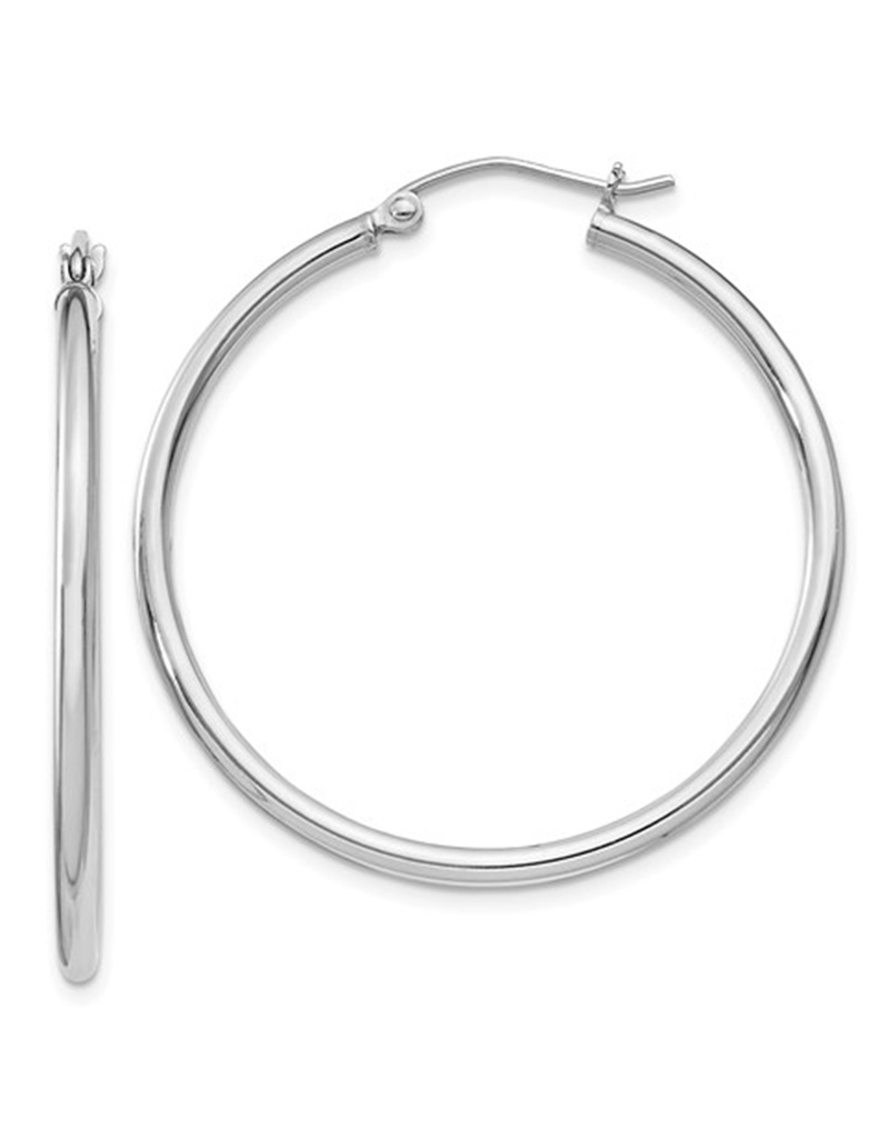 2mm Wide Hoop Earrings 35mm
