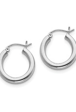 Sterling Silver 3mm Wide Hoop Earrings 20mm