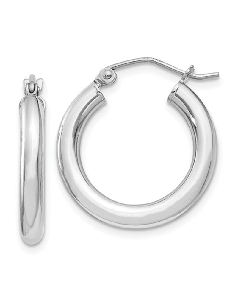 Sterling Silver 3mm Wide Hoop Earrings 20mm