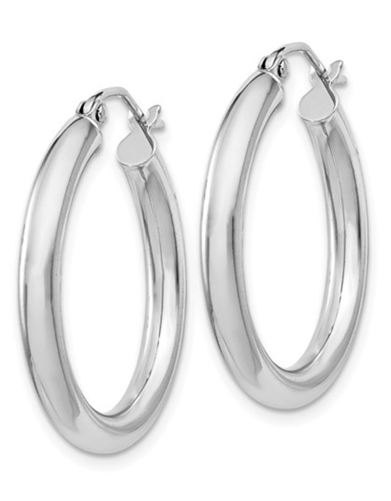 Sterling Silver 3mm Wide Hoop Earrings 25mm