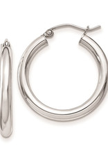 Sterling Silver 3mm Wide Hoop Earrings 25mm