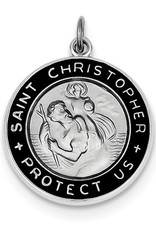 Sterling Silver Black St. Christopher Charm 20mm