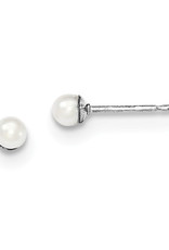 Sterling Silver 3-4mm Freshwater Pearl Stud Earrings