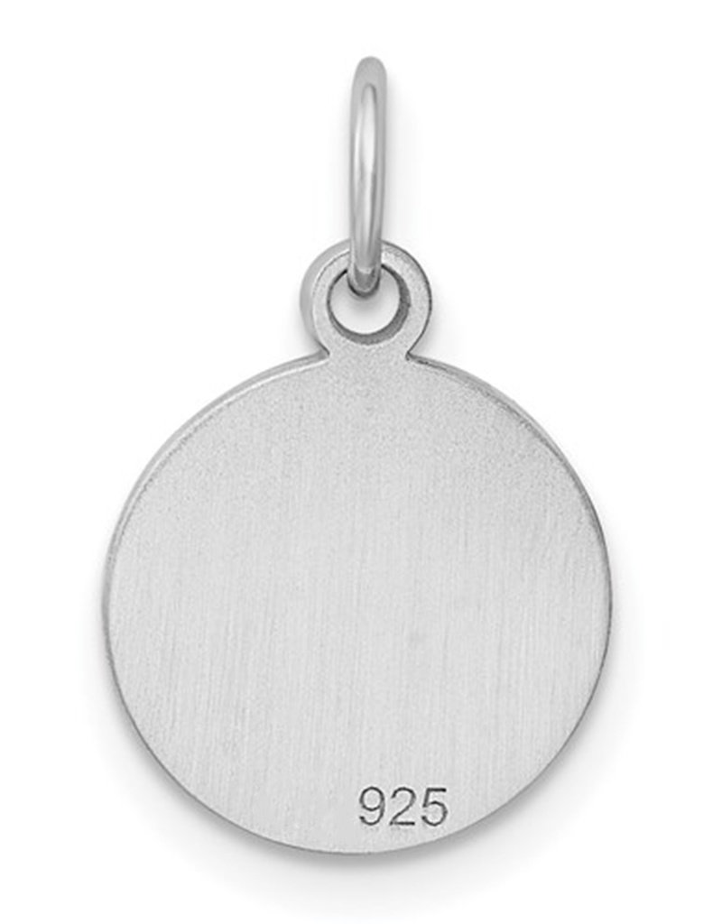 Sterling Silver Round ID Tag Pendant 12mm