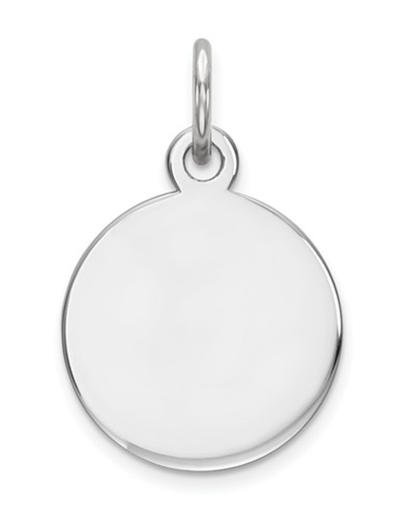 Sterling Silver Round ID Tag Pendant 12mm