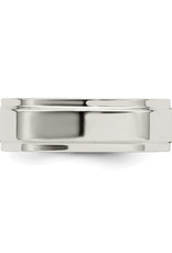 Men's Sterling Silver Flat Step Edge Band Ring