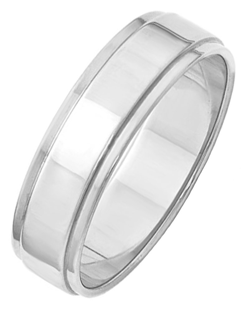 Men's Sterling Silver Flat Step Edge Band Ring