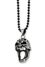 Men's Antiqued Stainless Steel Screaming Skull Necklace 22"