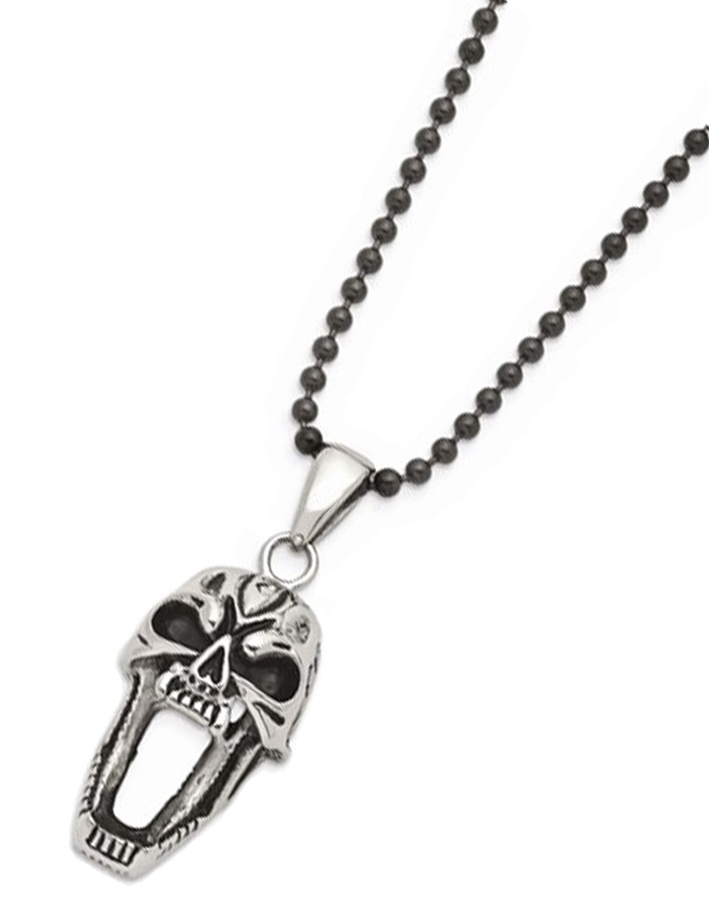 Antiqued Steel Skull Necklace