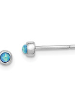 Sterling Silver Round Synthetic Opal Stud Earrings 3mm