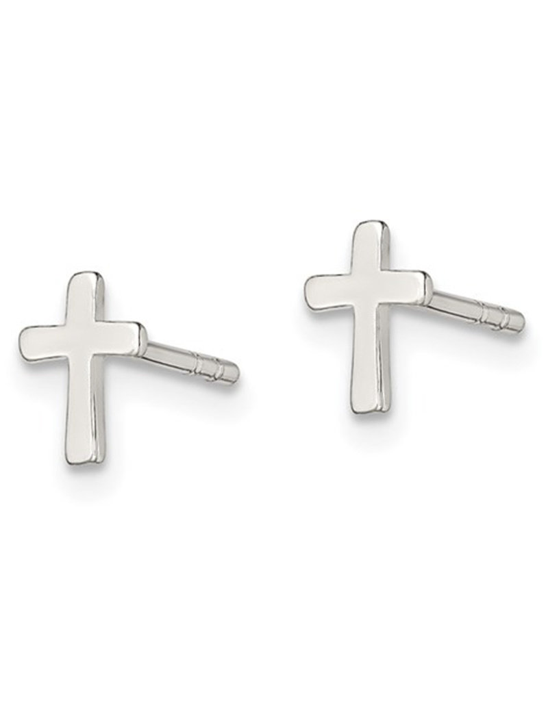 Sterling Silver Cross Stud Earrings 7mm