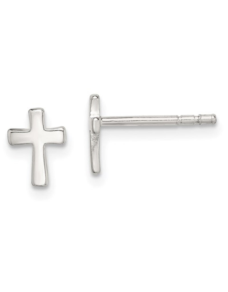 Sterling Silver Cross Stud Earrings 7mm