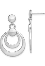 Sterling Silver Circle Dangle Post Earrings 32mm