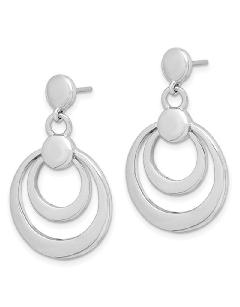 Sterling Silver Circle Dangle Post Earrings 32mm