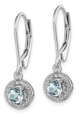 Sterling Silver Round Aquamarine Earrings