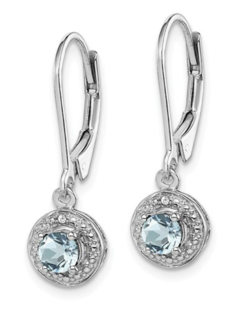 Sterling Silver Round Aquamarine Earrings