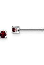 Sterling Silver 3mm Round Garnet Stud Earrings