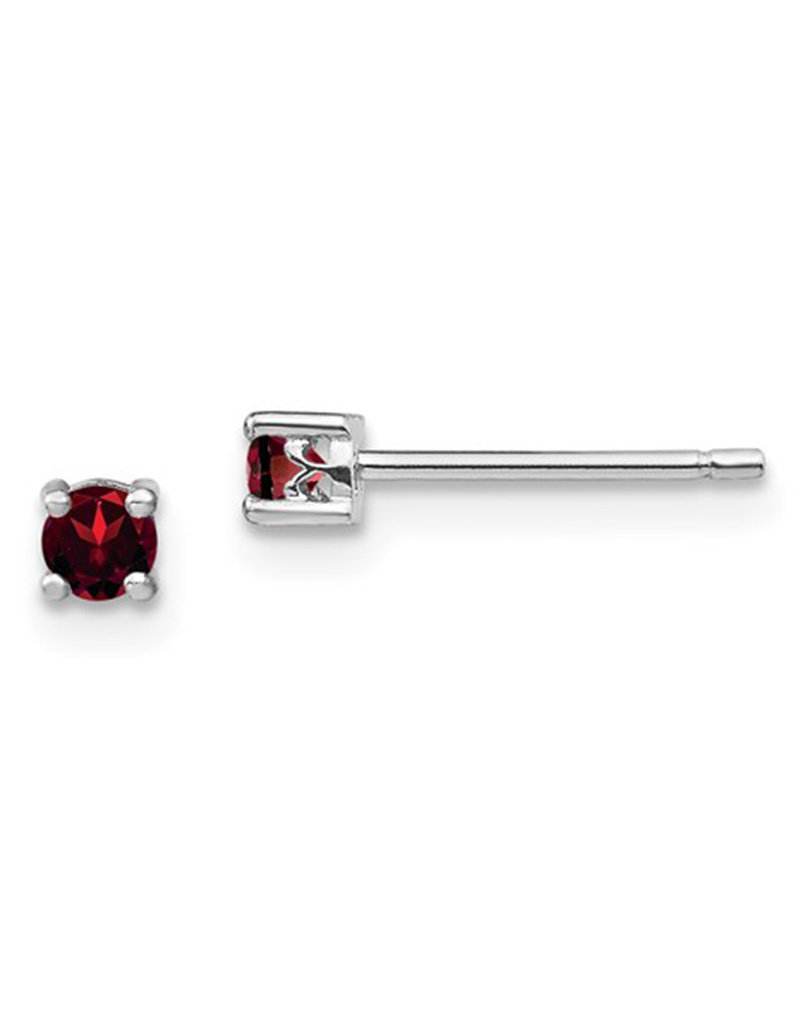 Sterling Silver 3mm Round Garnet Stud Earrings