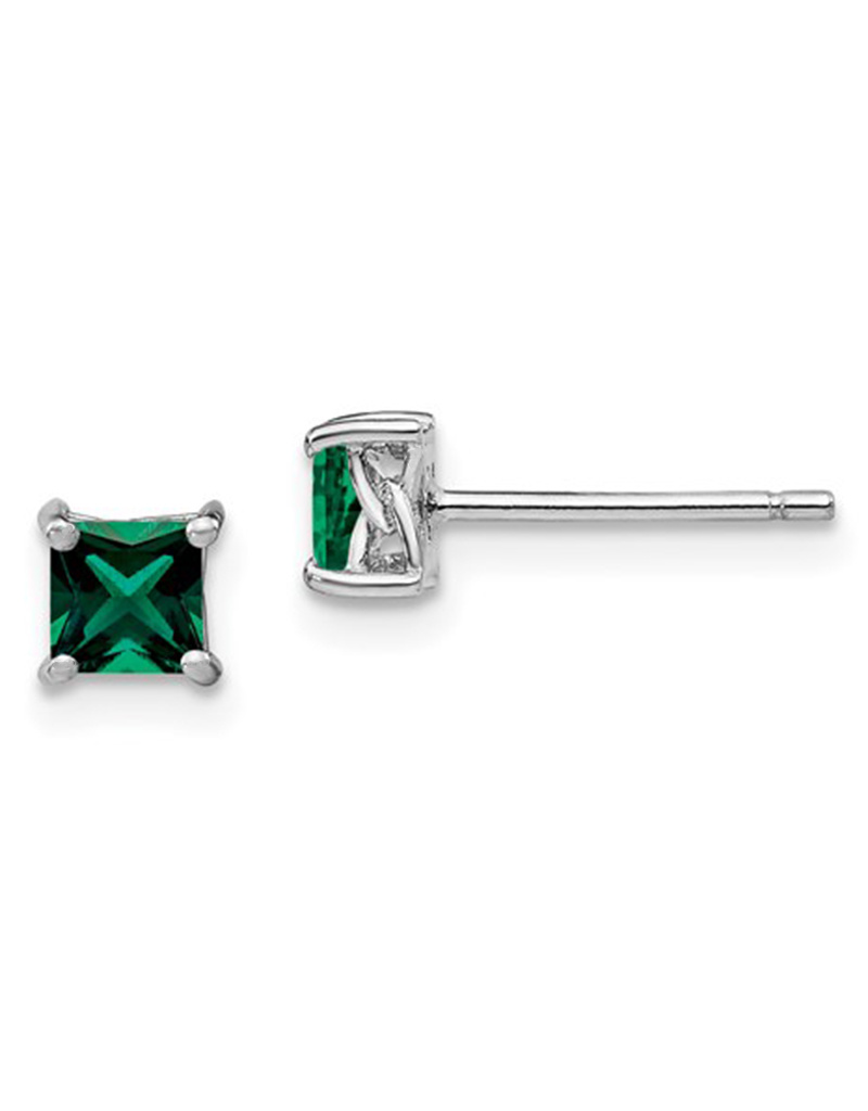 Emerald (Lab) Stud Earrings 4mm