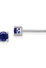 Sterling Silver 4mm Round Sapphire (Lab) Stud Earrings