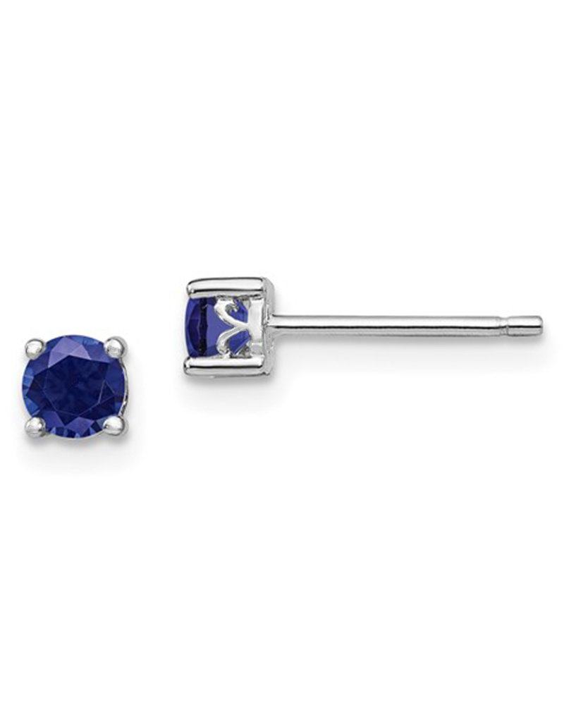 Sterling Silver 4mm Round Sapphire (Lab) Stud Earrings