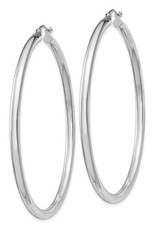 Sterling Silver 3mm Wide Hoop Earrings 60mm