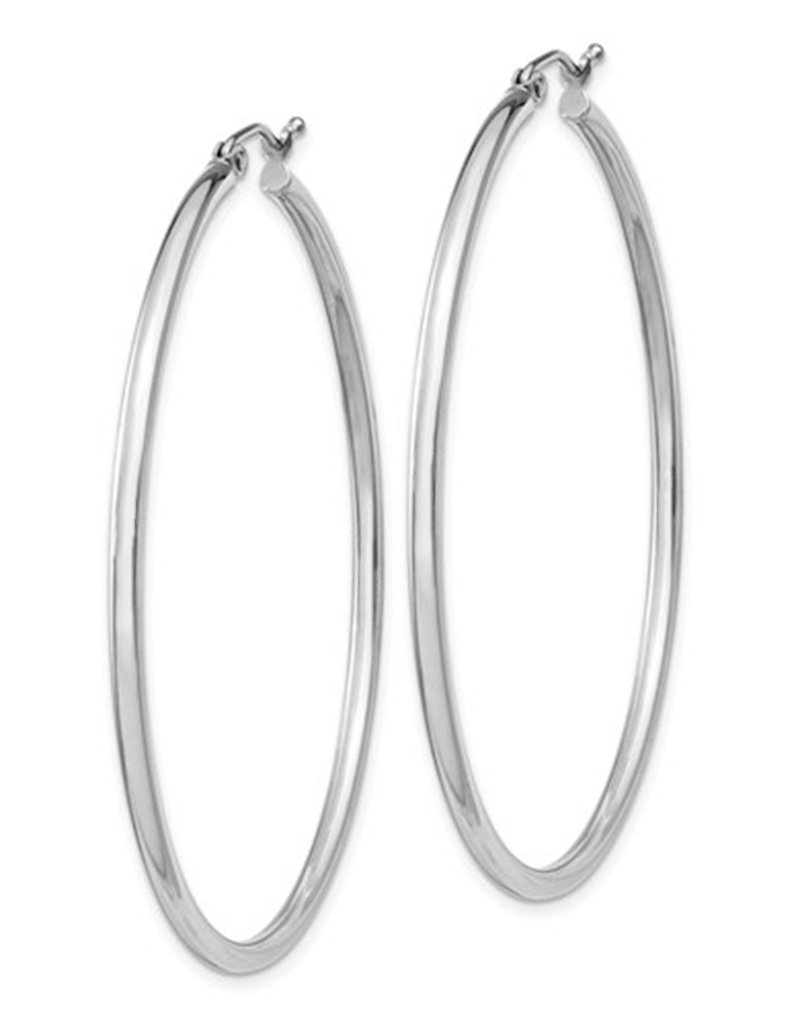 Sterling Silver 2mm Wide Hoop Earrings 50mm