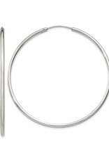 Sterling Silver 2mm Wide Endless Hoop Earrings 55mm