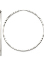 Sterling Silver 2mm Wide Endless Hoop Earrings 60mm