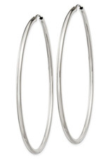 Sterling Silver 2mm Wide Endless Hoop Earrings 60mm