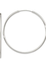 Sterling Silver 2mm Wide Endless Hoop Earrings 50mm