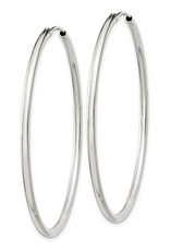 Sterling Silver 2mm Wide Endless Hoop Earrings 50mm