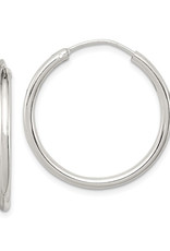 Sterling Silver 2mm Wide Endless Hoop Earrings 26mm