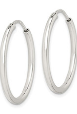 Sterling Silver 2mm Wide Endless Hoop Earrings 26mm