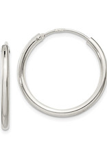 Sterling Silver 2mm Wide Endless Hoop Earrings 22mm