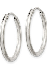 Sterling Silver 2mm Wide Endless Hoop Earrings 22mm