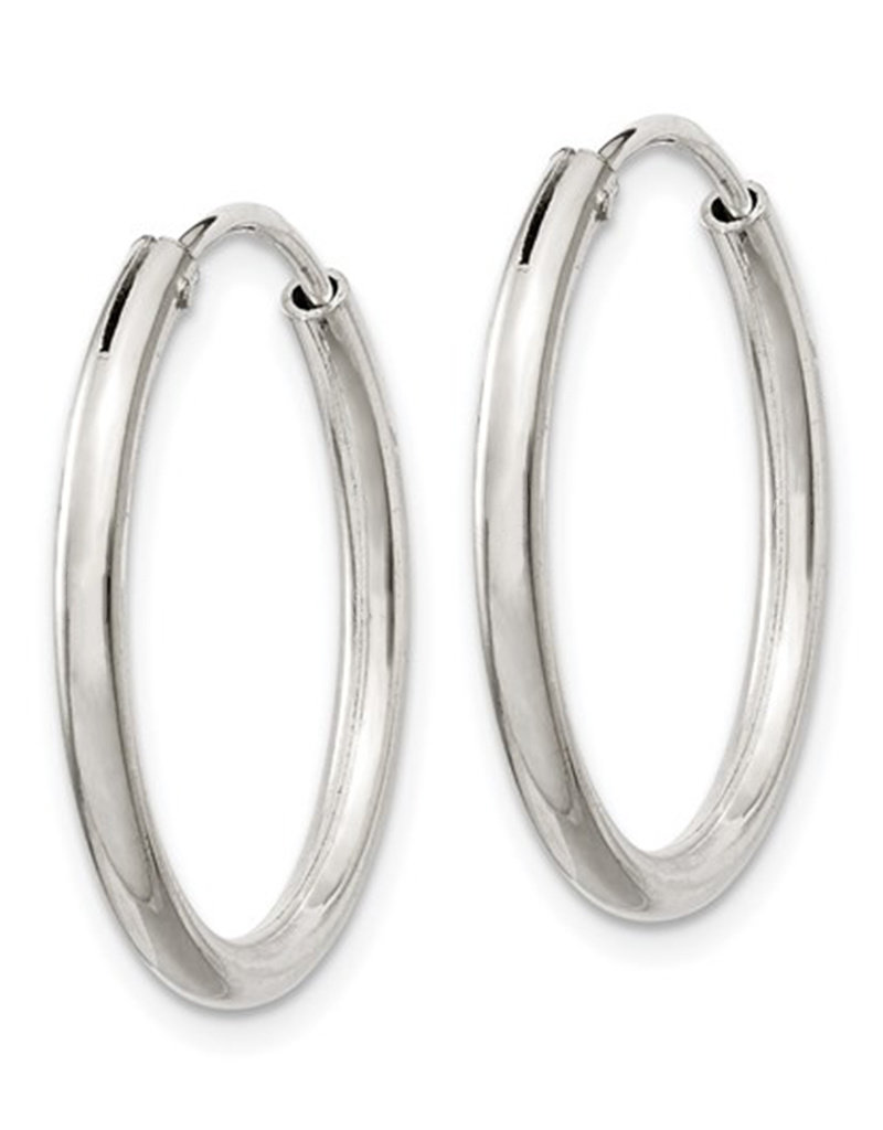 Sterling Silver 2mm Wide Endless Hoop Earrings 22mm