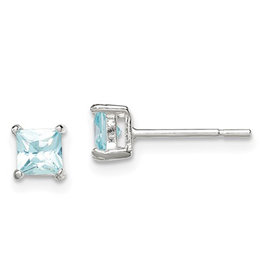 Square Blue CZ Stud 4mm