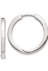 Sterling Silver 2.5mm Wide Hinged Hoop Earrings 25mm