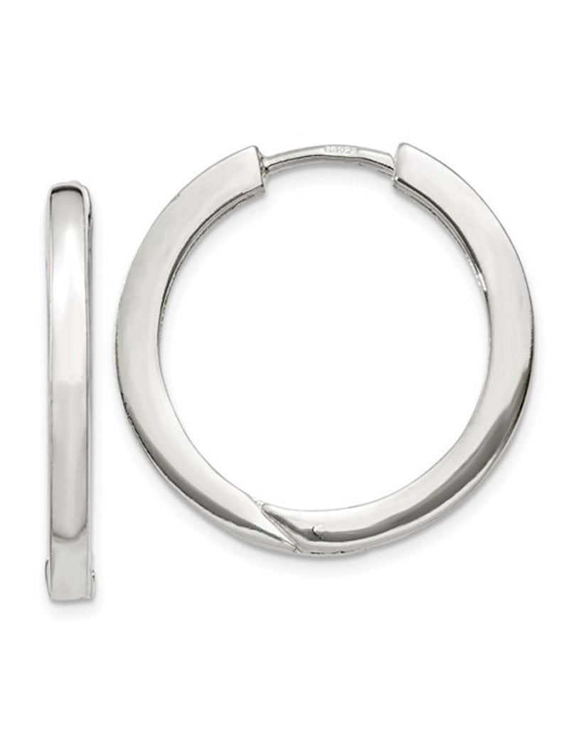 Sterling Silver 2.5mm Wide Hinged Hoop Earrings 25mm