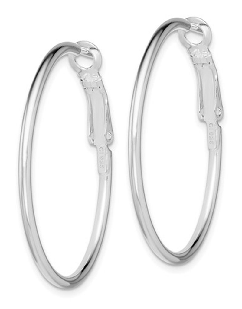 Sterling Silver Omega Clip Back Hoop Earrings 36mm