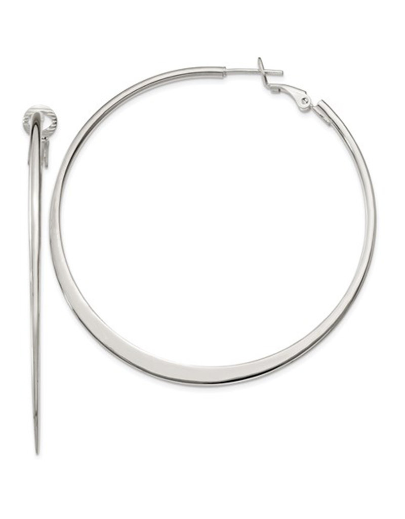 Sterling Silver Omega Clip Back Hoop Earrings 59mm